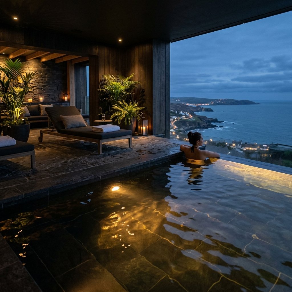Warm spa towels and candles